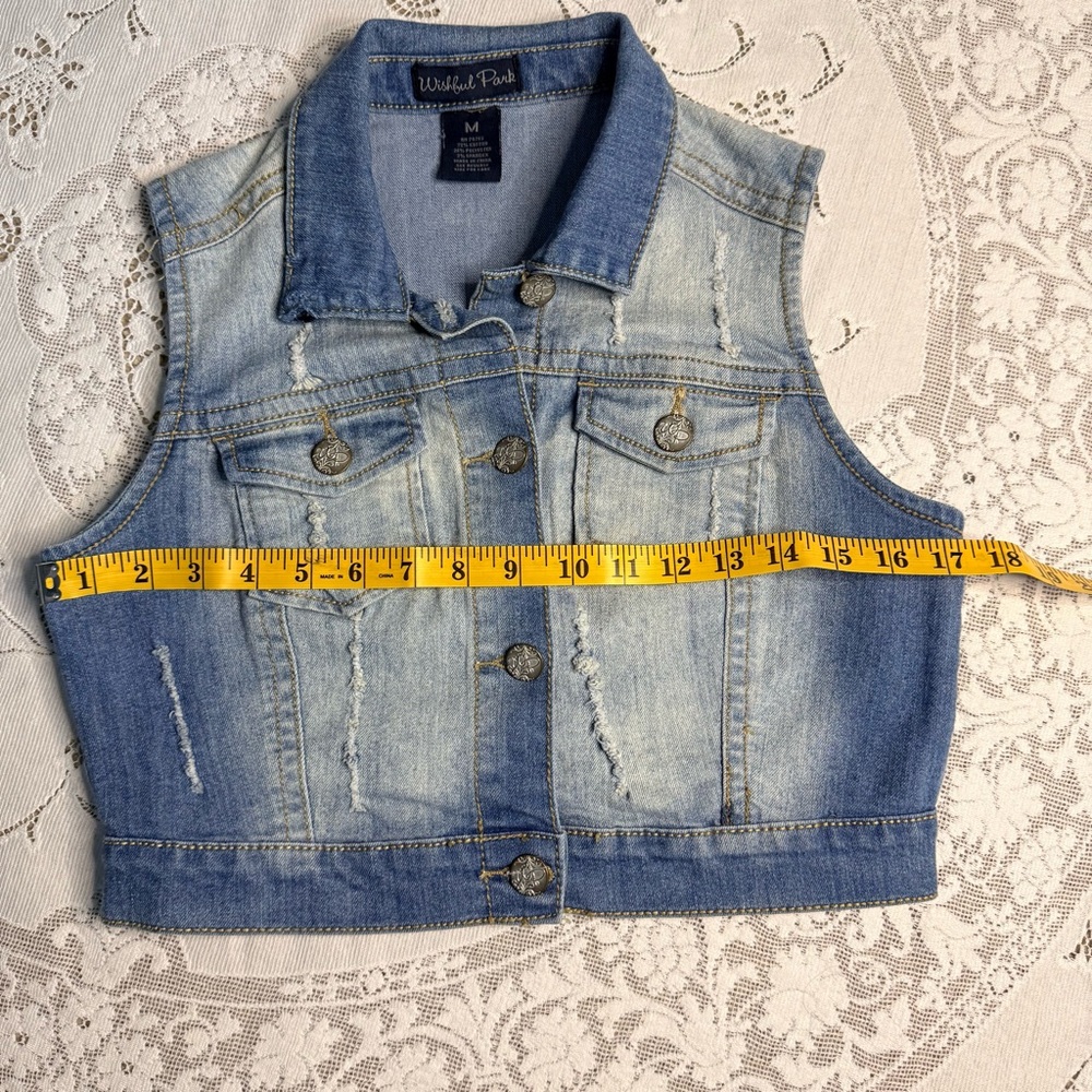 Wishful Park‎ Blue Denim Distressed Vest size Medium Grunge Western Core - Picture 7 of 11